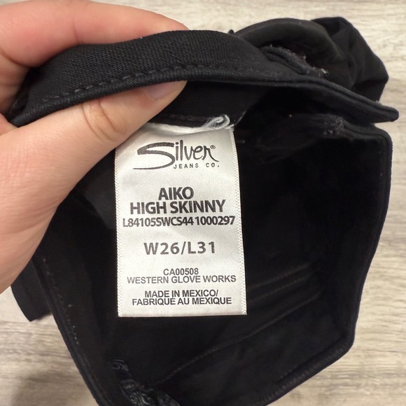 Silver Jeans Aiko High‎ Skinny Black Denim Jeans Womens Size 26/31 - Picture 6 of 12
